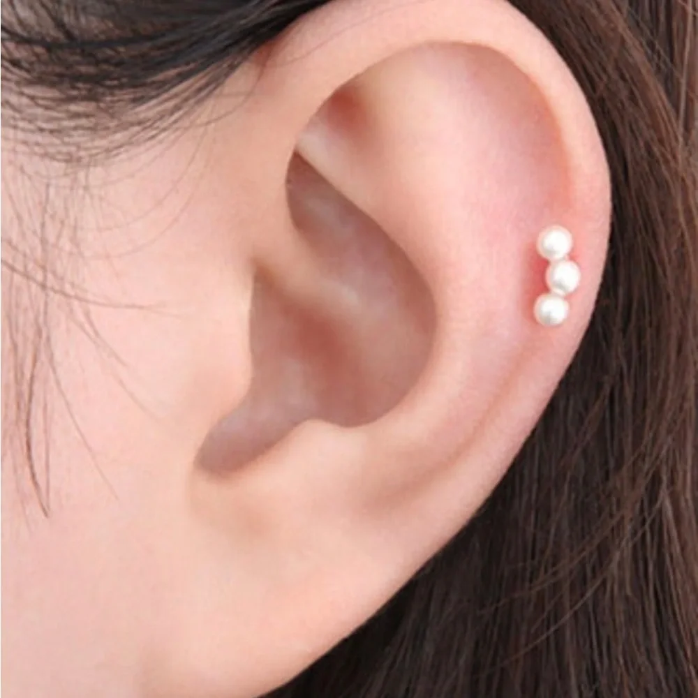 14k Rose Gold Bubble Pearl Stud Piercing - Picture 1 of 5
